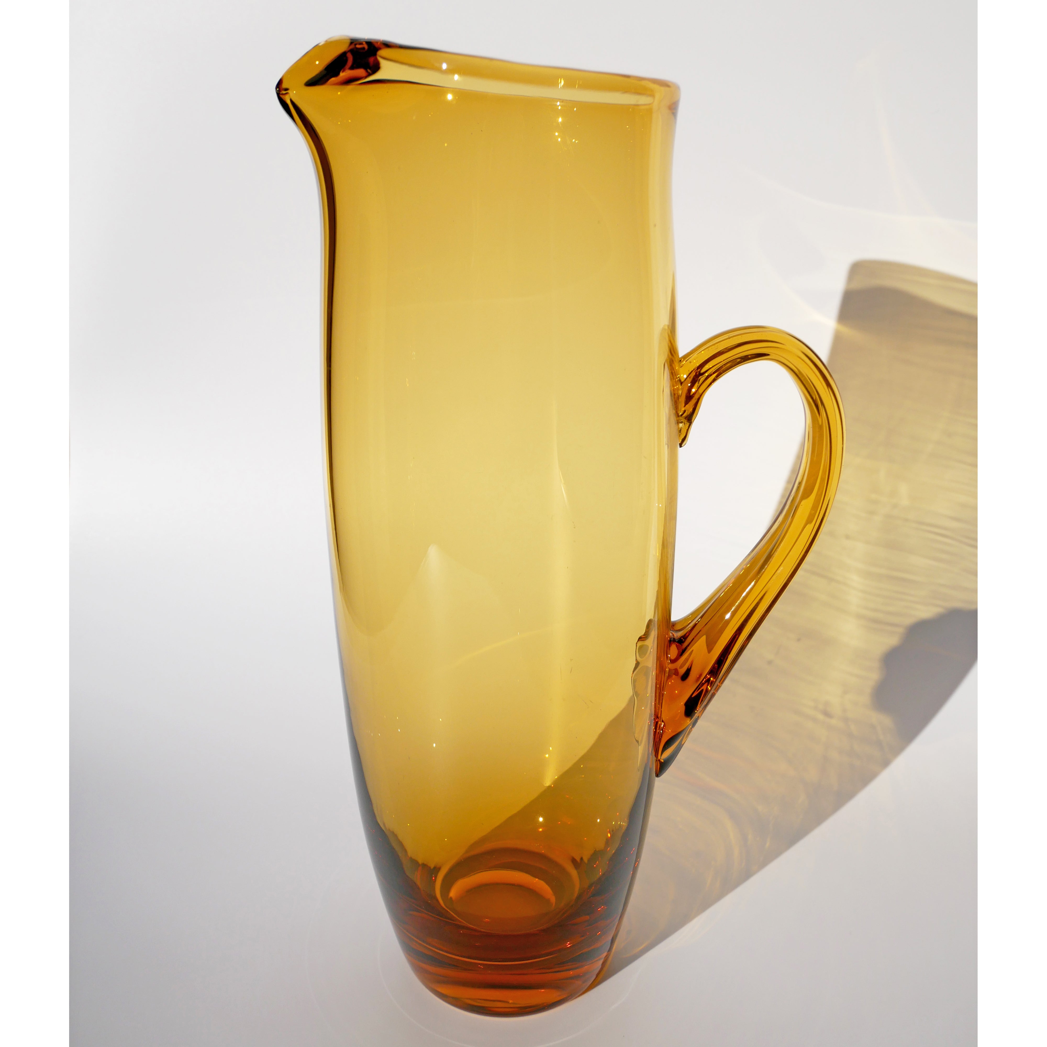 MID CENTURY AMBER GLASS WATER JUG